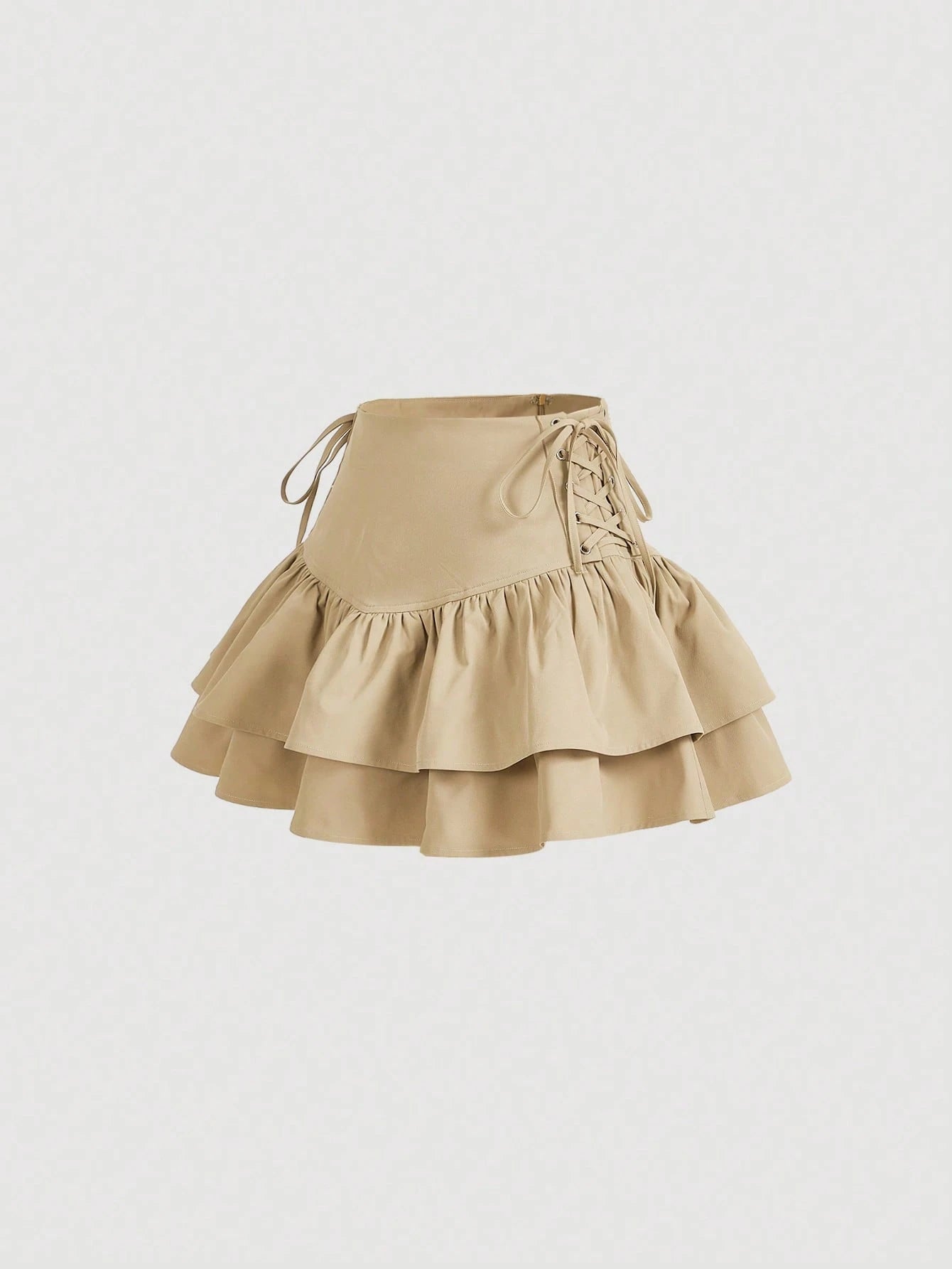 MOD Lace Up Side Ruffle Hem Skirt