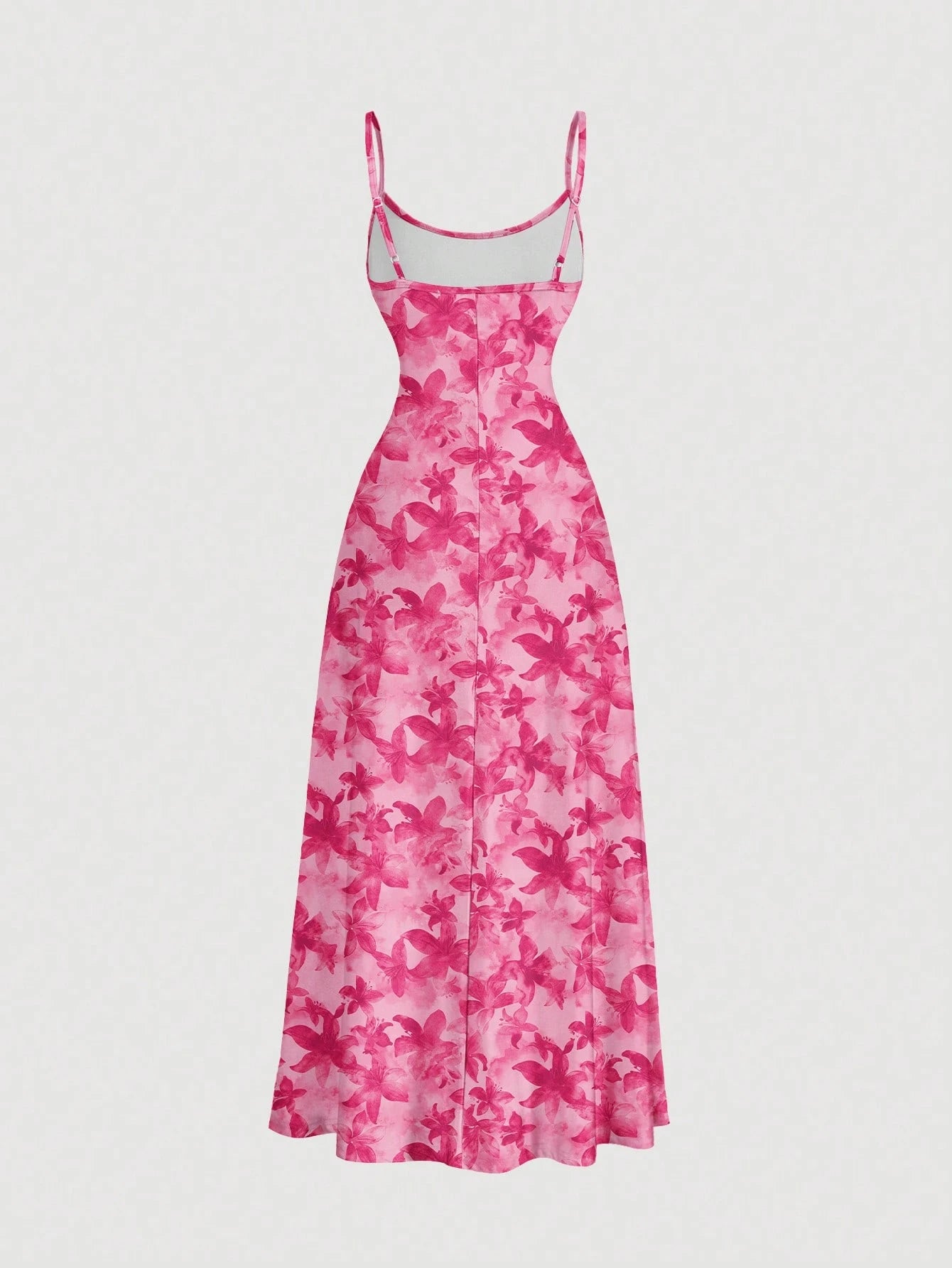MOD Pink Floral Summer Tropical Holiday Vacation Casual Sexy Jamaican Minimalist Waist Draped Hem Spaghetti Strap Dress Bohemia Honeymoon Beach