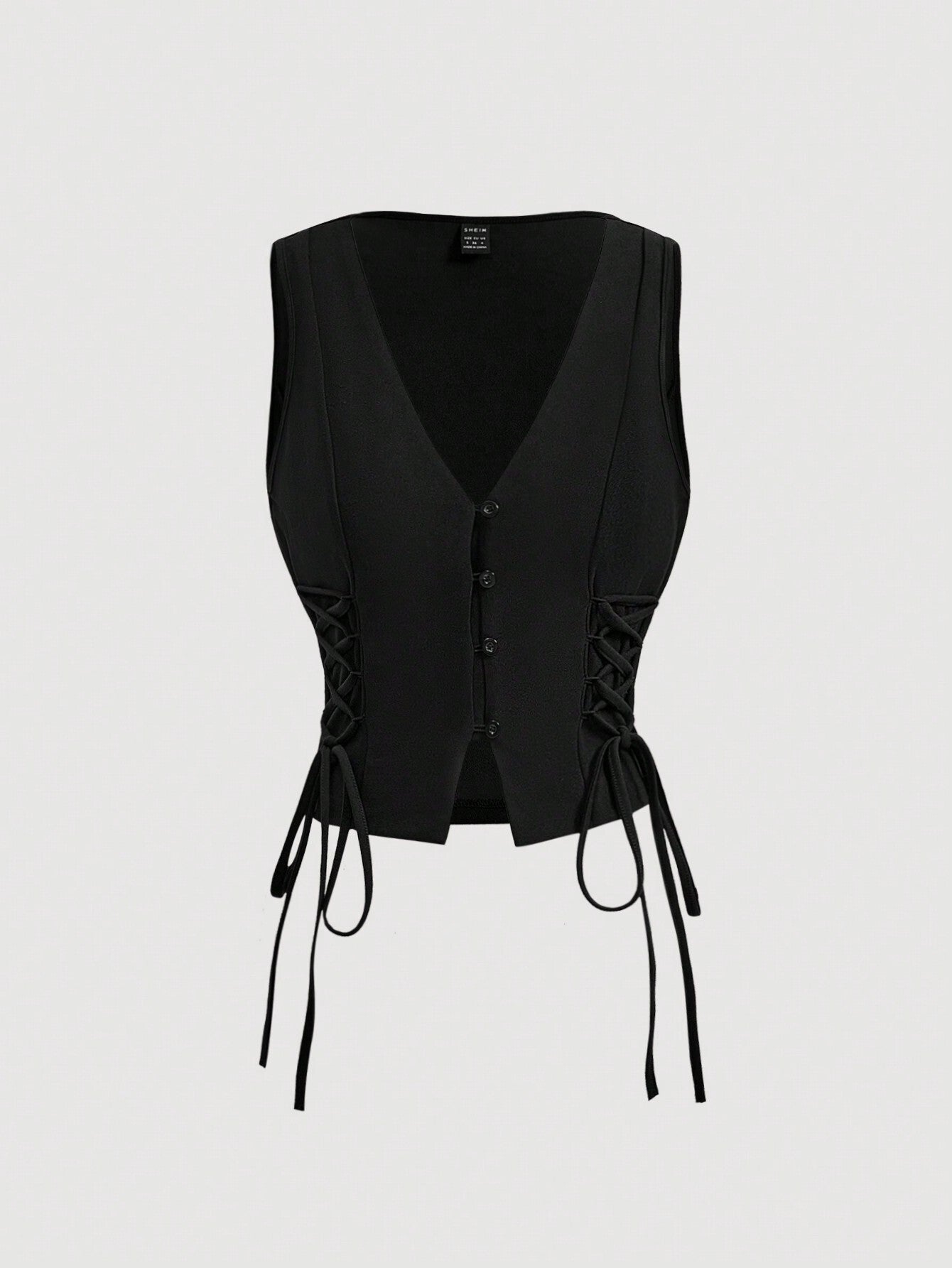 MOD Solid Color Cross Tie Strap Black Side Strap Crop Tank Top For Summer