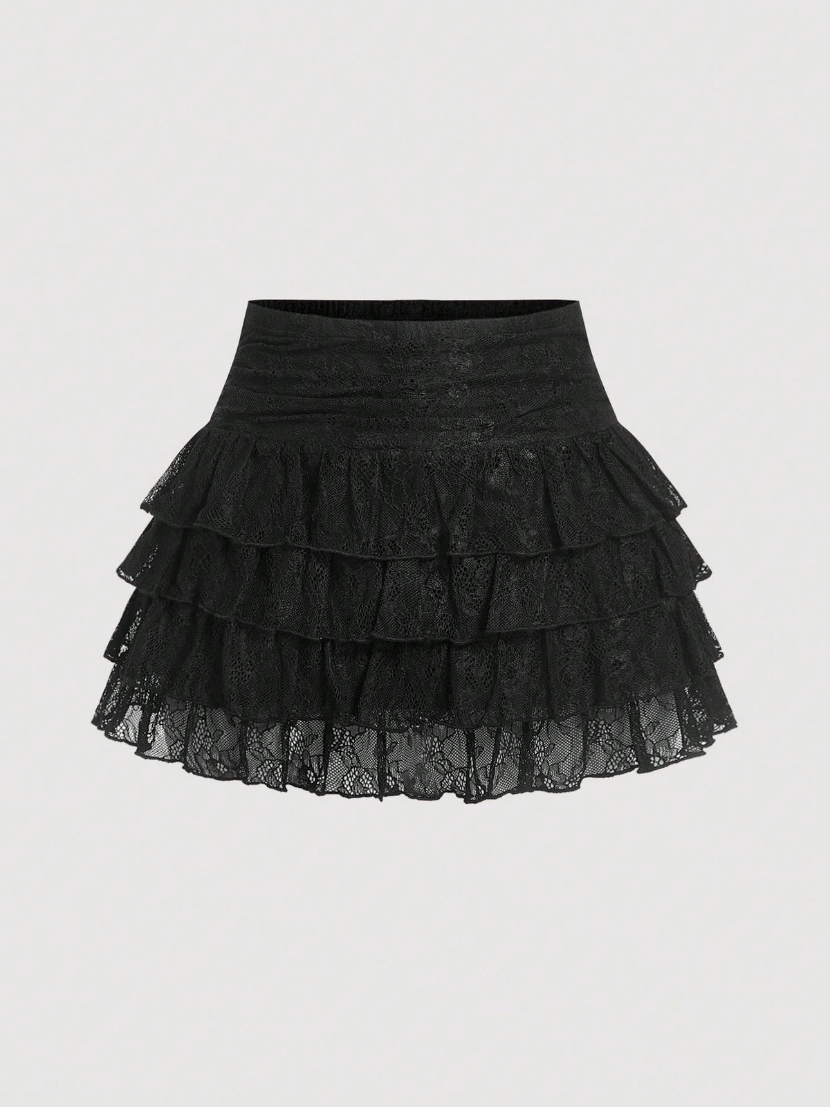 MOD Women's Black Lace Ruffle Hem Mini Skirt,Valentine Dayvacation Outfits Woman,Club Outfits Women Sexy