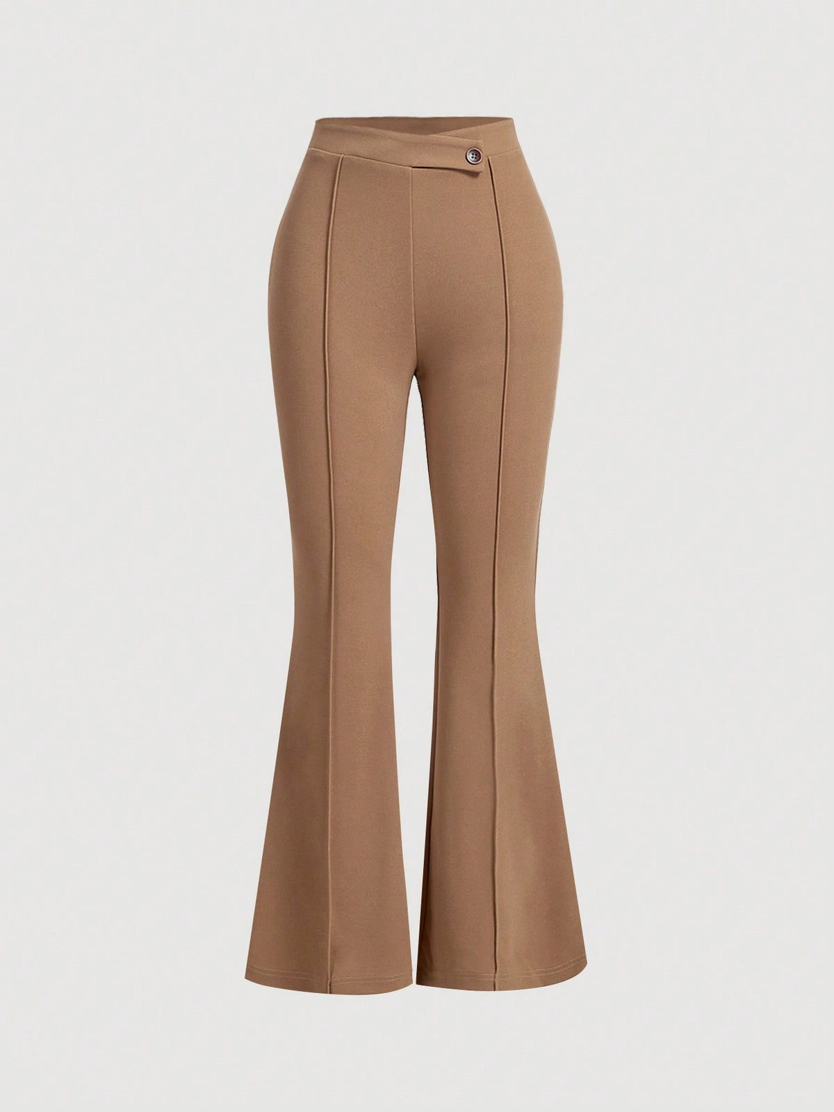 MOD Women's Brown Winter Elegant Semi Formal High Waist Flare Leg Pants,Toothpick Pleats Bell Bottom Pants,Vintage Y2K Style Casual Trousers