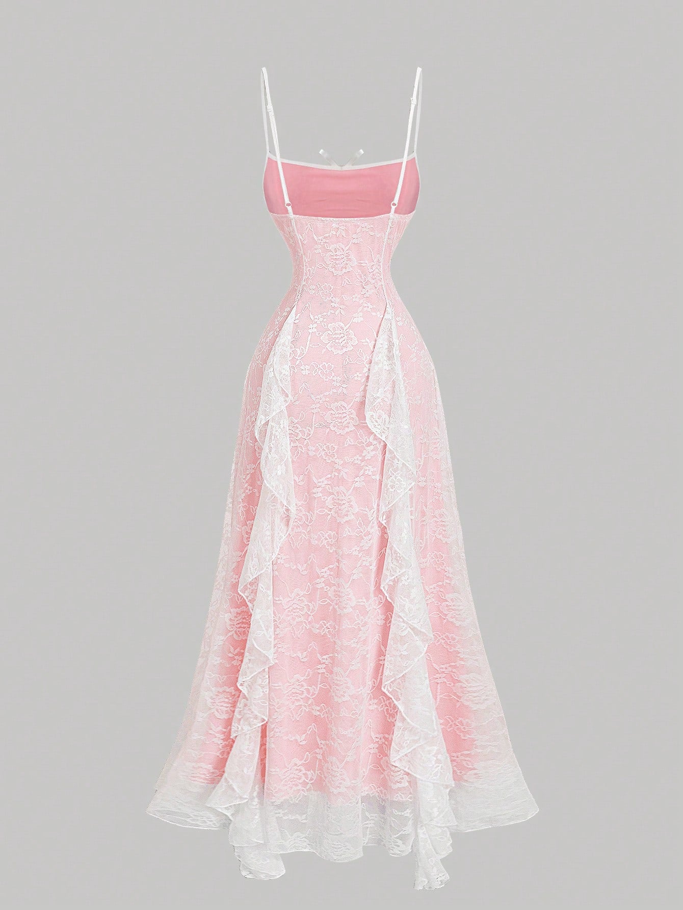 MOD Women's Elegant Lavender Summer Lace Ruffle Bow Decor Slip Dress, Date Party Evening Dress,Vacation Cruise Outfits,Valentine Day Wedding Event