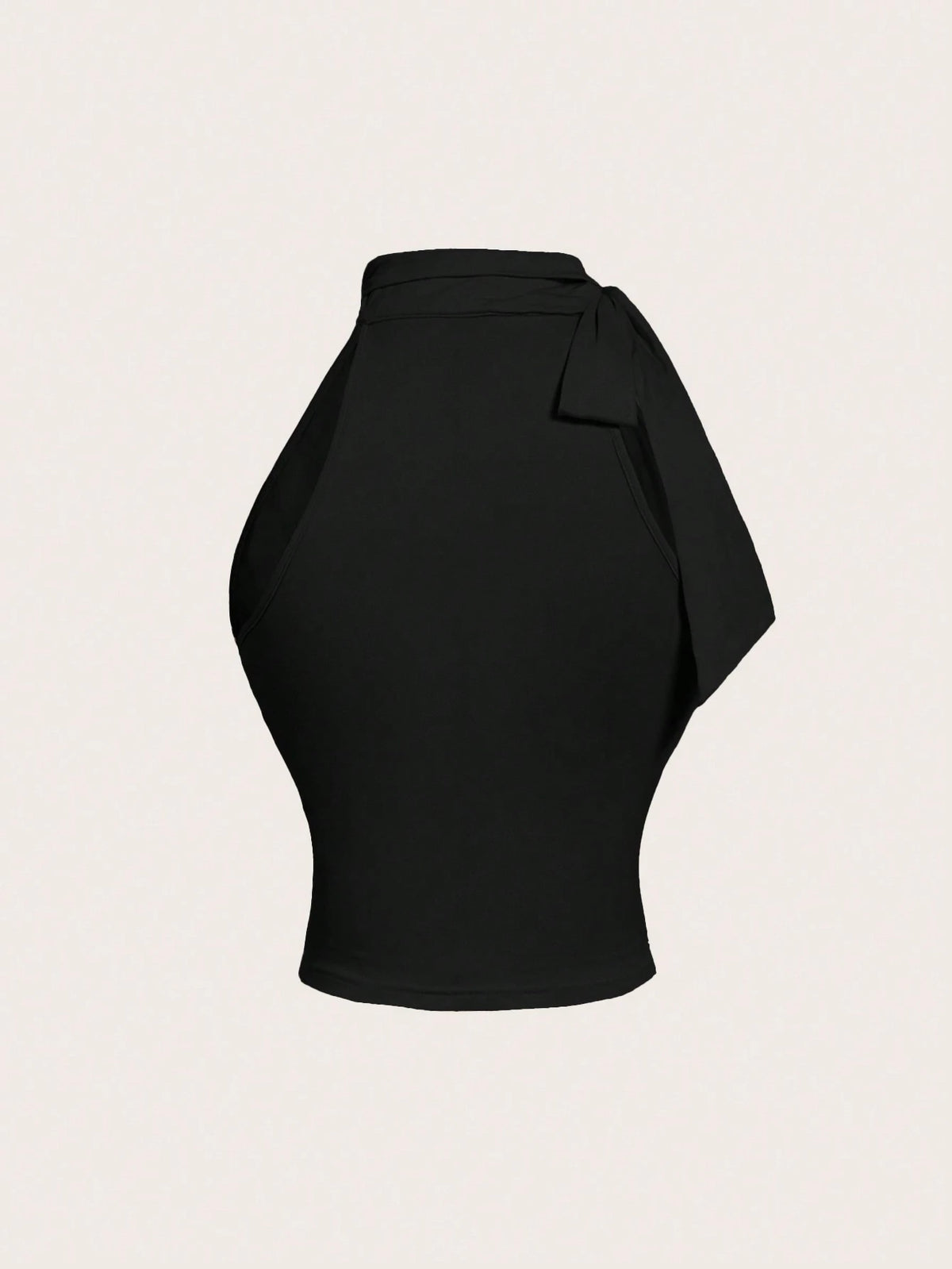 MOD Women's Elegant Navy Blue Sleeveless Stand Collar Bow Tie-Up Ruched Blouse,Summer Night Out Fitted Charming Work Professional Club Fall Tops