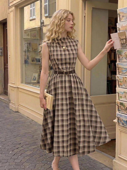MOD Women's Solid Color Sleeveless Dress (With Belt), Back To School Season, Olive Dress