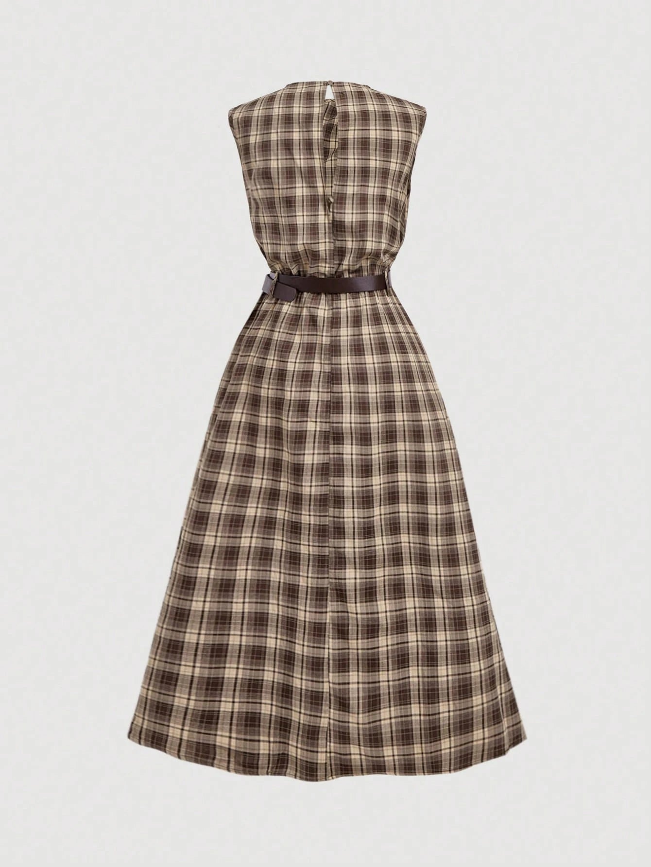 MOD Women's Solid Color Sleeveless Dress (With Belt), Back To School Season, Olive Dress