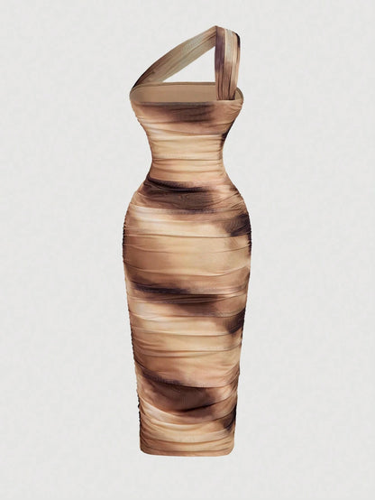 MOD Women's Vintage Asymmetric Ruffle Sleeveless Dress