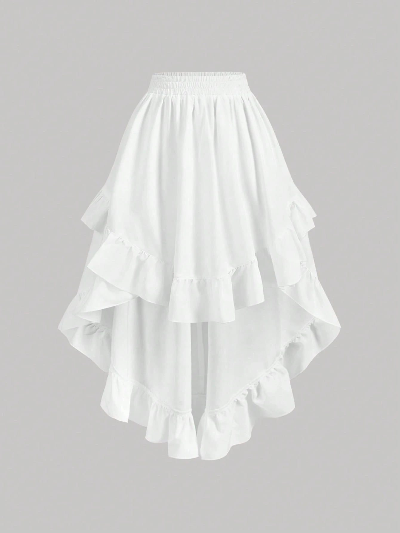 MOD Women's White Ruffle Hem Skirt, Retro Black Layered A-Line Skirt