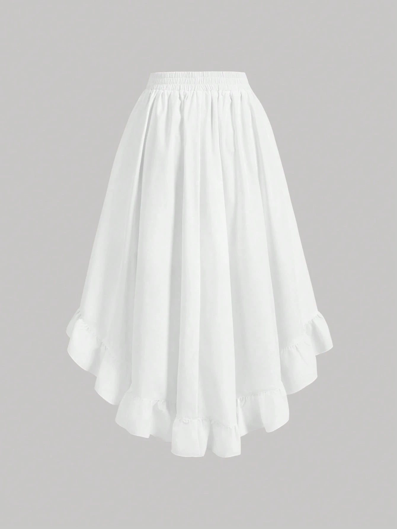 MOD Women's White Ruffle Hem Skirt, Retro Black Layered A-Line Skirt