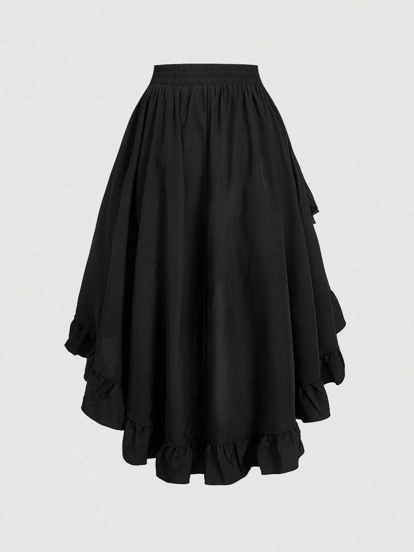 MOD Women's White Ruffle Hem Skirt, Retro Black Layered A-Line Skirt