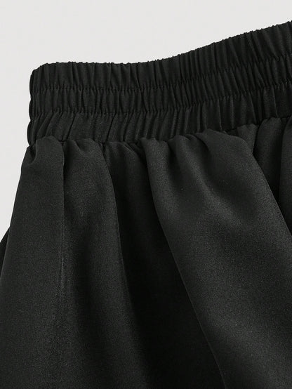 MOD Women's White Ruffle Hem Skirt, Retro Black Layered A-Line Skirt