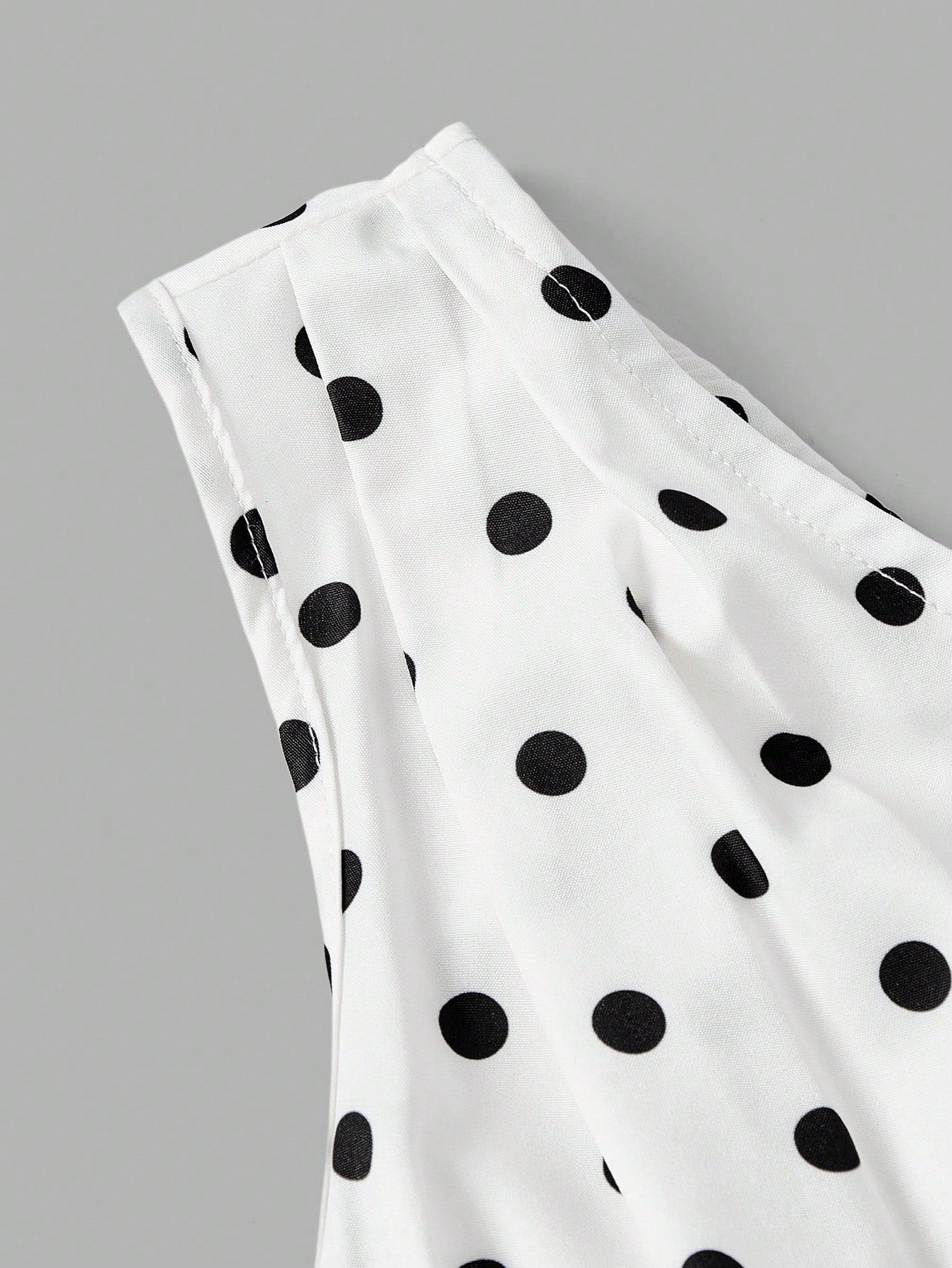 MOD Women's White With Black Polka Dots Print Ruffle Sleeveless Sweet French Style Cute Dress, Dresses For Woman,Retro Dresses For Woman Party Summer
