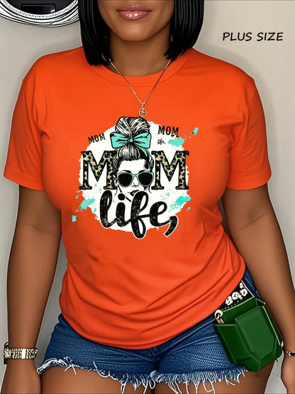 MOM Life Design Women's Plus Size Sports T-Shirt Fashion Plus Size Women's T-Shir