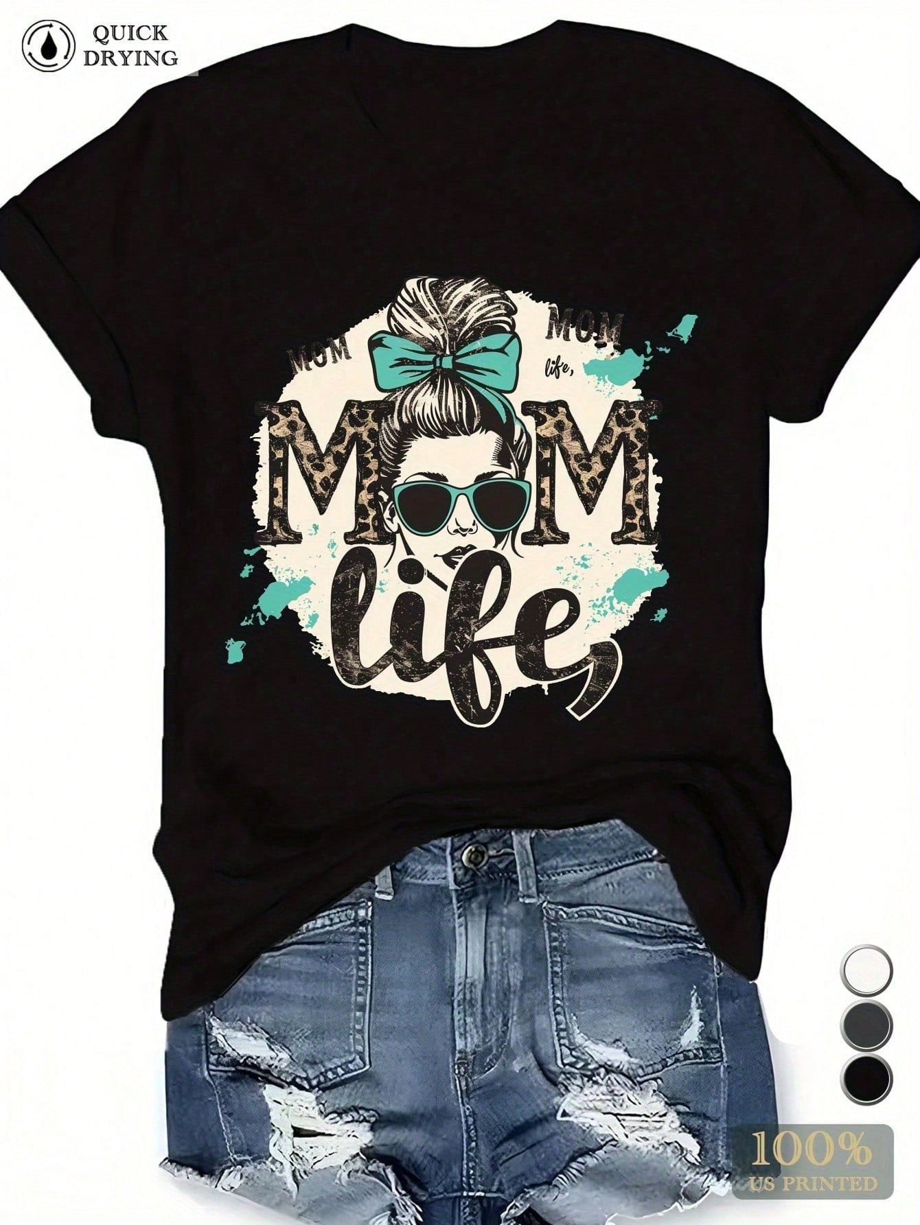 MOM Life Design Women's Plus Size Sports T-Shirt Fashion Plus Size Women's T-Shir