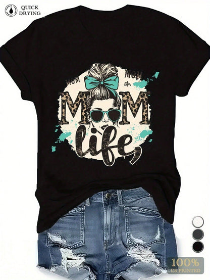 MOM Life Design Women's Plus Size Sports T-Shirt Fashion Plus Size Women's T-Shir