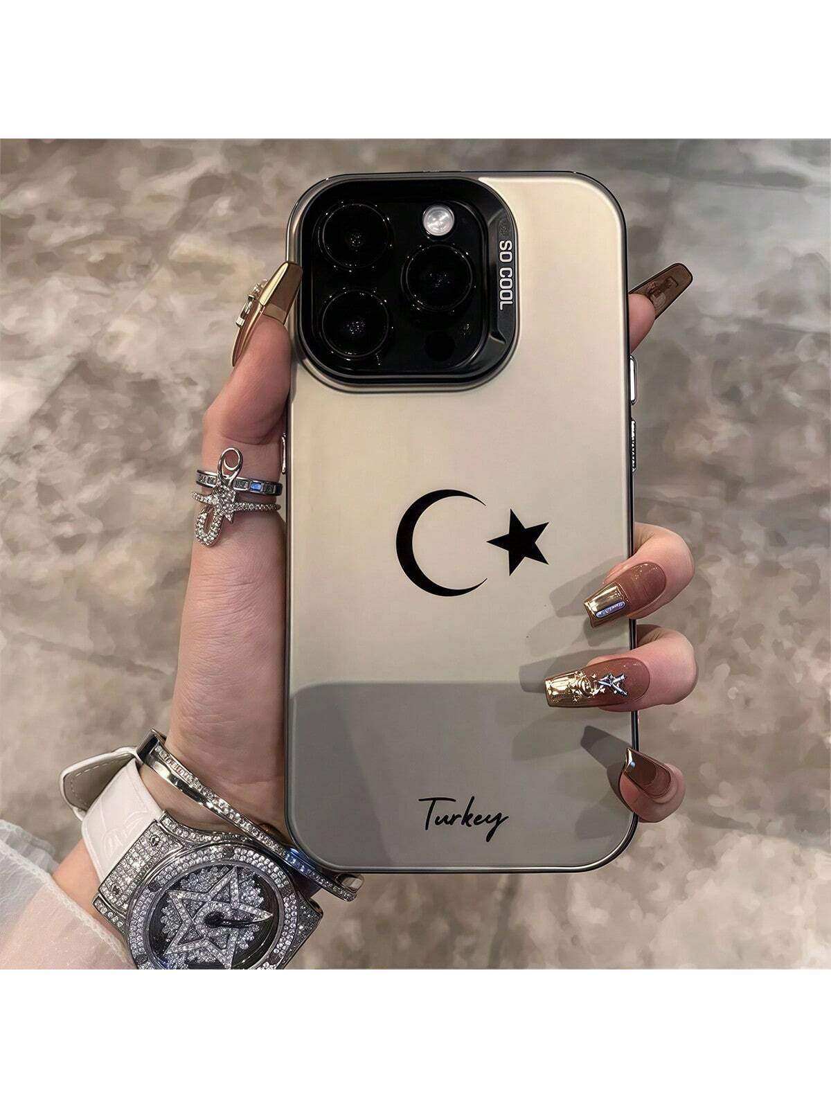 Moon Elements Fashion Phone Case 1pc Black Matte IMD Starry Sky Moon Eyes Mosaic Pattern Phone Case, Personalized Design Phone Protective Cover Compatible With IPhone 16 Pro Max, 15/14 Plus, 13, 12, 1