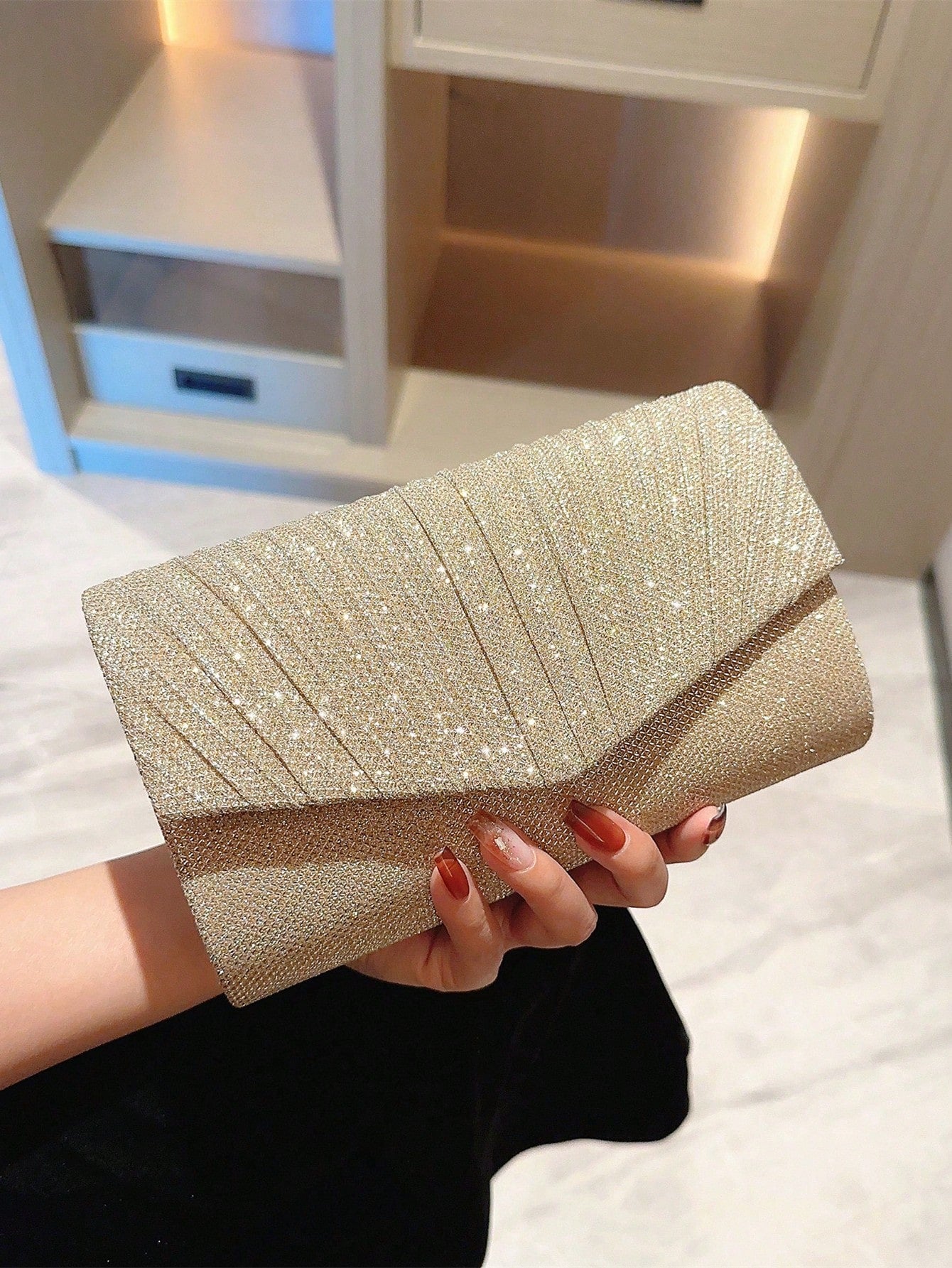 Moonlit EveBag Glamorous, Elegant, Exquisite, Quiet Luxury Sequin,   Mini Flap Envelope Bag  Evening Bag, Wedding Items