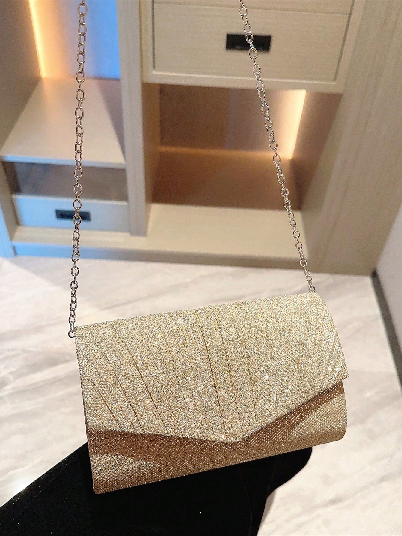 Moonlit EveBag Glamorous, Elegant, Exquisite, Quiet Luxury Sequin,   Mini Flap Envelope Bag  Evening Bag, Wedding Items