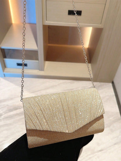 Moonlit EveBag Glamorous, Elegant, Exquisite, Quiet Luxury Sequin,   Mini Flap Envelope Bag  Evening Bag, Wedding Items