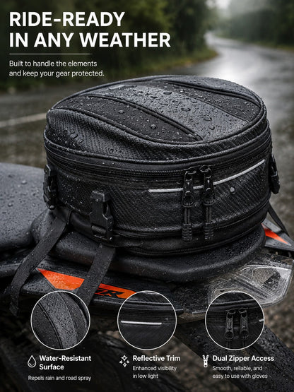 Motorcycle Tail Bag Waterproof Expandable Rear Seat Bag, Carbon Fiber Motorcycle Seat Bag With Reflective Strip And Quick Release Buckle, Universal Sport Motorcycle Rear Seat Luggage Bag, Motorcycle H