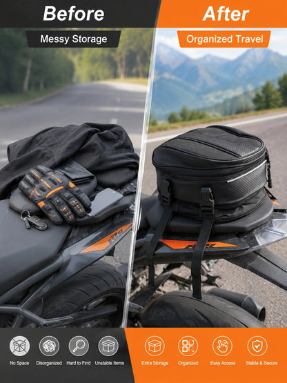 Motorcycle Tail Bag Waterproof Expandable Rear Seat Bag, Carbon Fiber Motorcycle Seat Bag With Reflective Strip And Quick Release Buckle, Universal Sport Motorcycle Rear Seat Luggage Bag, Motorcycle H