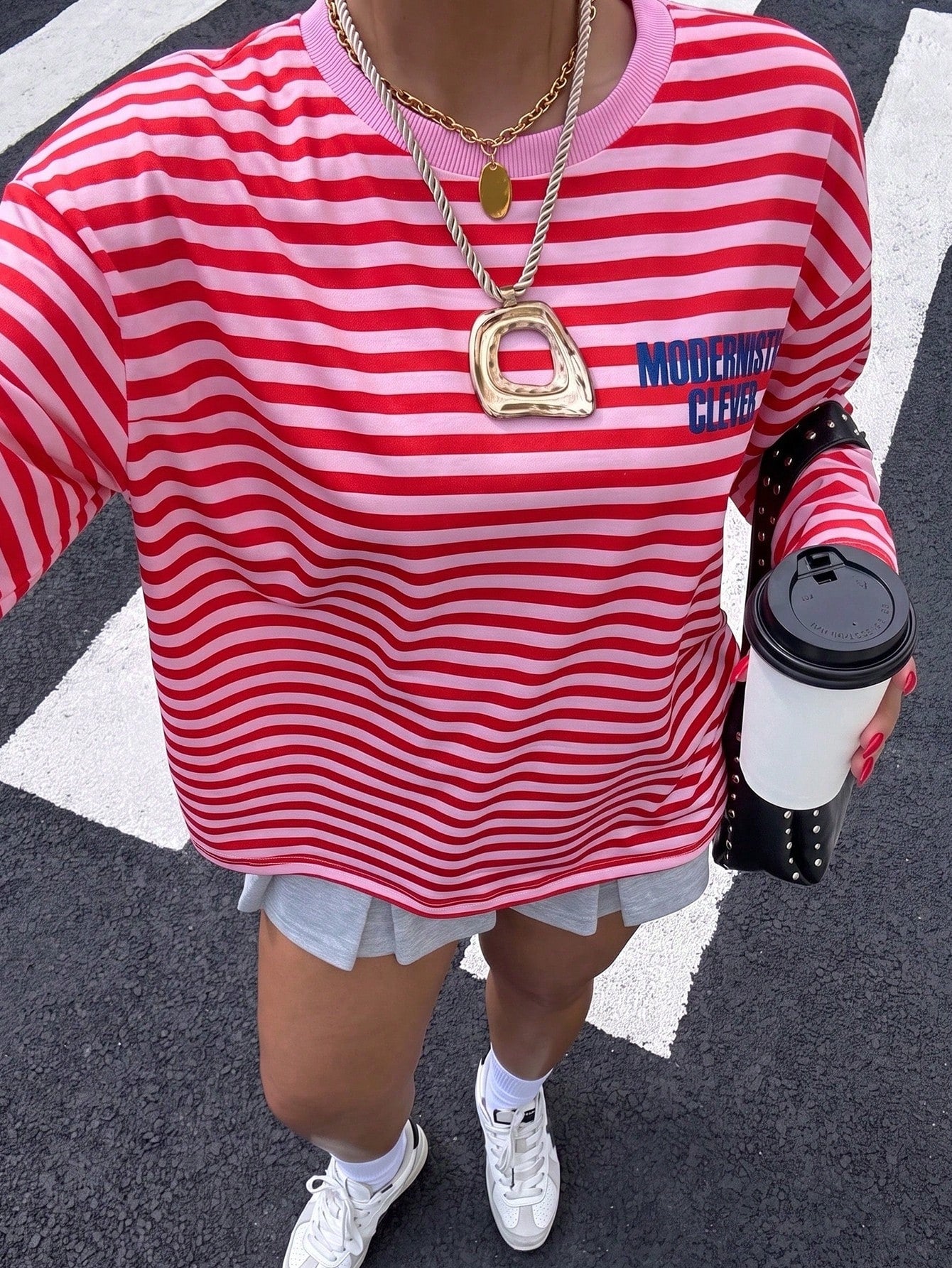 Muchica Women's Knitted Striped Print Long Sleeve T-Shirt Fall