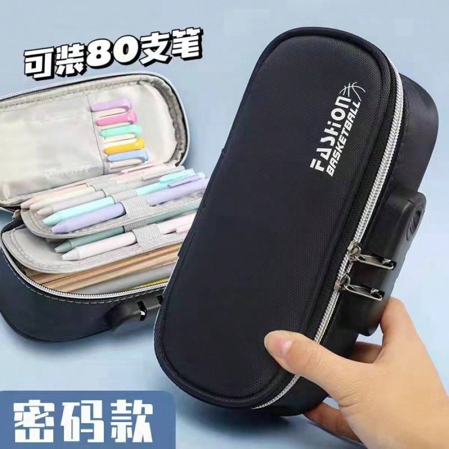 Multi-Layer Password Pencil Case, Solid Color, Large Capacity, Suitable For Girls, Elementary Students, Middle School Students, Boys Large Capacity Pencil Case 28XU