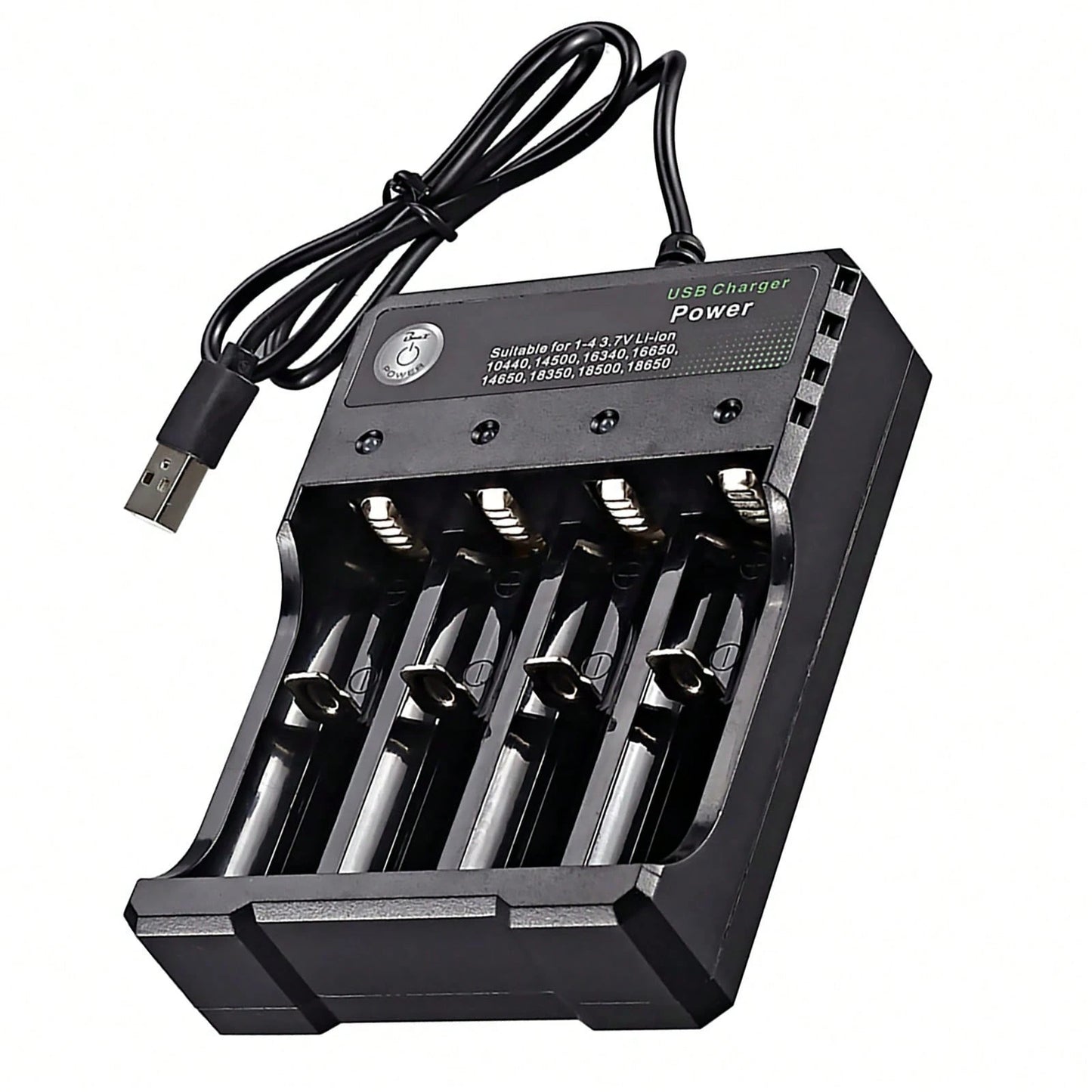 Multi-Port USB Charging Station For 3.7V Lithium-Ion Batteries- 4 Slots