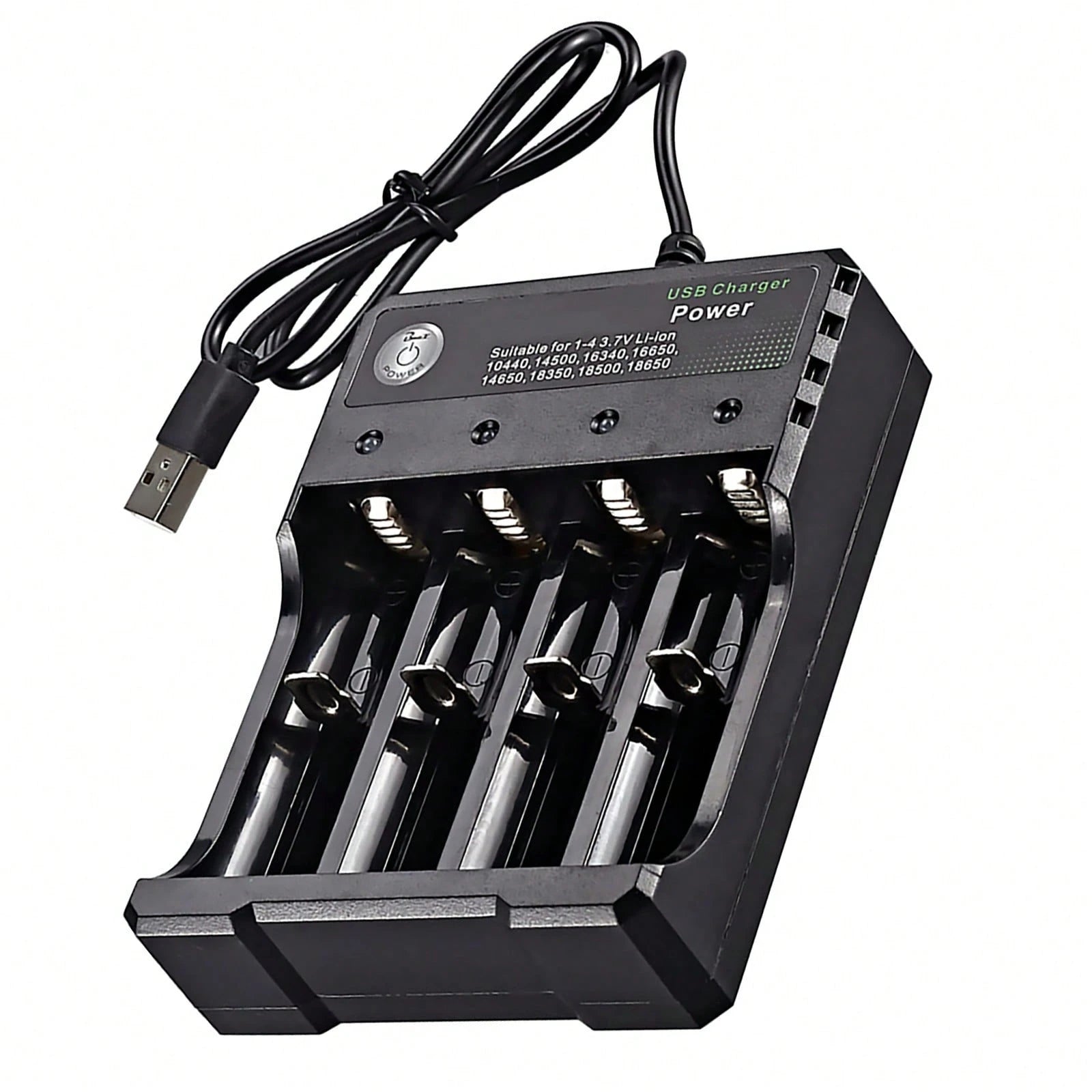Multi-Port USB Charging Station For 3.7V Lithium-Ion Batteries- 4 Slots