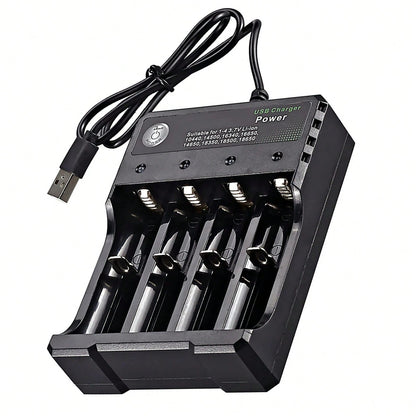 Multi-Port USB Charging Station For 3.7V Lithium-Ion Batteries- 4 Slots