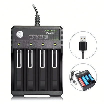 Multi-Port USB Charging Station For 3.7V Lithium-Ion Batteries- 4 Slots