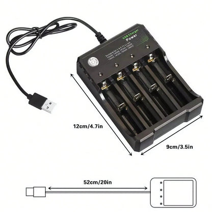 Multi-Port USB Charging Station For 3.7V Lithium-Ion Batteries- 4 Slots