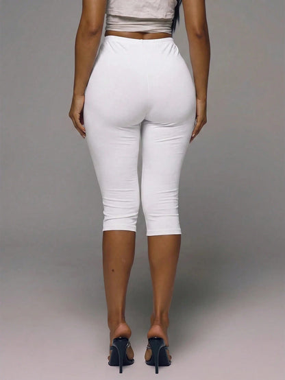 MUSERA ESSENTIALS Cotton Blended Fitted Capri Pants Leggings Spring Summer Holiday Everyday Cute Daily Basics Simple