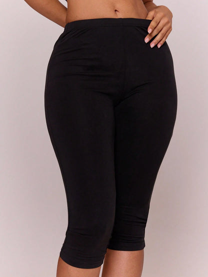 MUSERA ESSENTIALS Cotton Blended Fitted Capri Pants Leggings Spring Summer Holiday Everyday Cute Daily Basics Simple