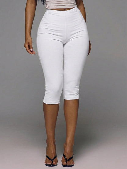 MUSERA ESSENTIALS Cotton Blended Fitted Capri Pants Leggings Spring Summer Holiday Everyday Cute Daily Basics Simple