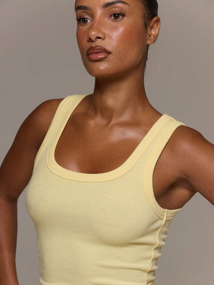 MUSERA ESSENTIALS Scoop Neck Ribbed Fitted Tank Top Spring Summer Holiday Everyday Cute Daily Basics Essential Casual Minimalist Lounge Light Grey