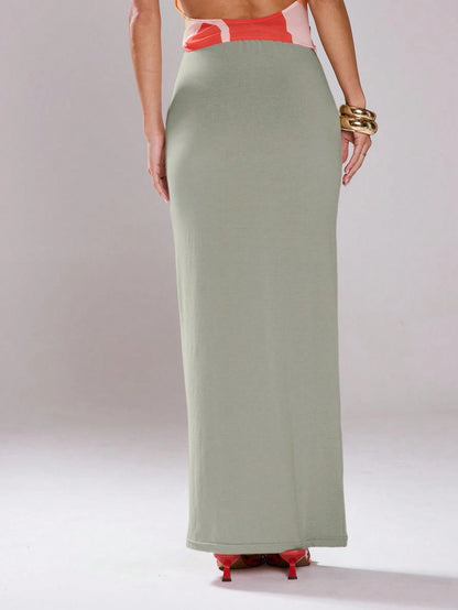 MUSERA Low Rise Fitted Maxi Skirt Bottom Only Summer Cute Vacation Casual 90's Holiday Back To School Work Office Occasion Party