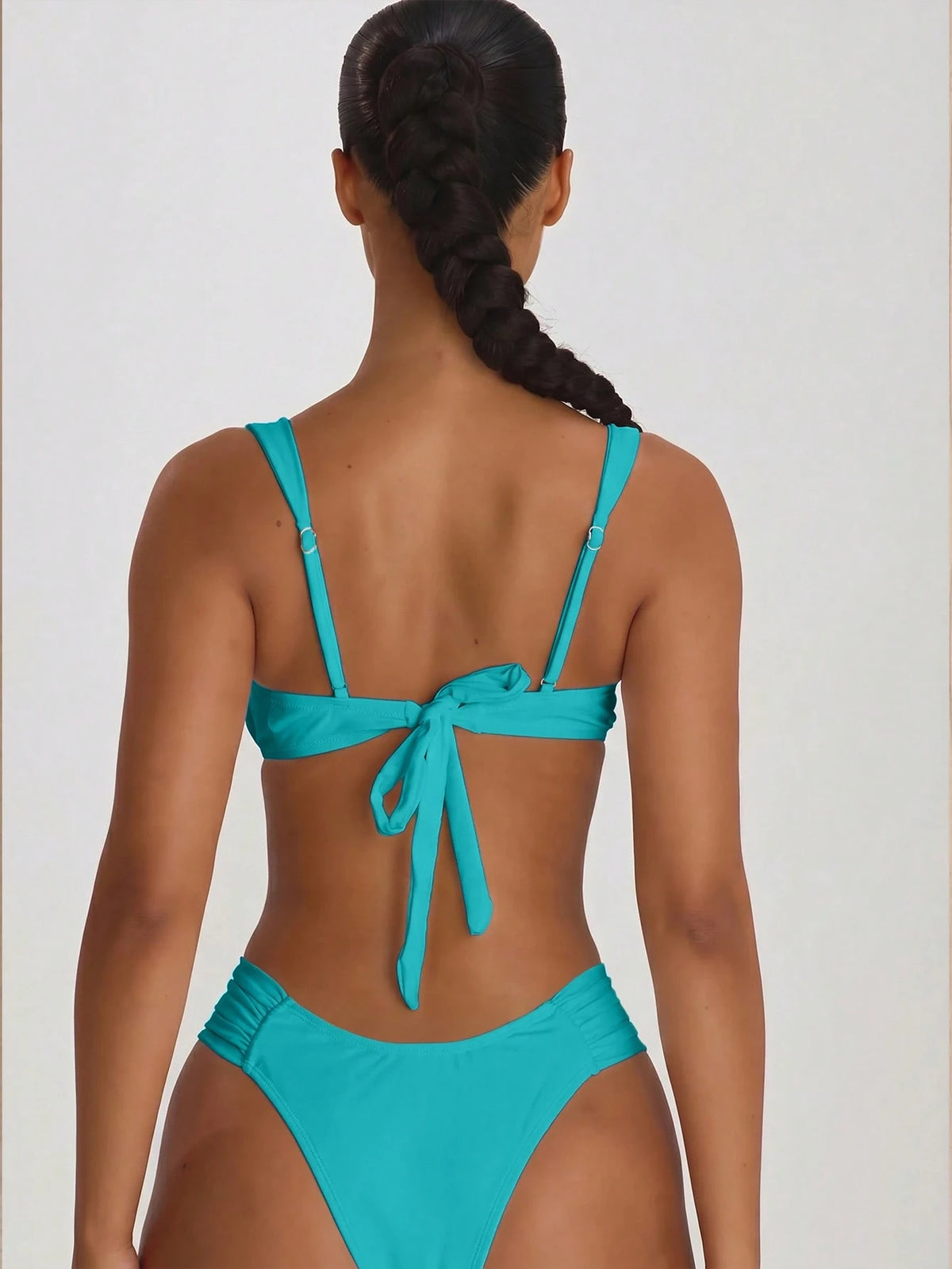 Musera Resort Underwire Thick Shoulder Ruched Cup Bikini Top Swim Vacation Holiday Summer Travel Beachwear Basics Solid Colour Swimwear Resort Core