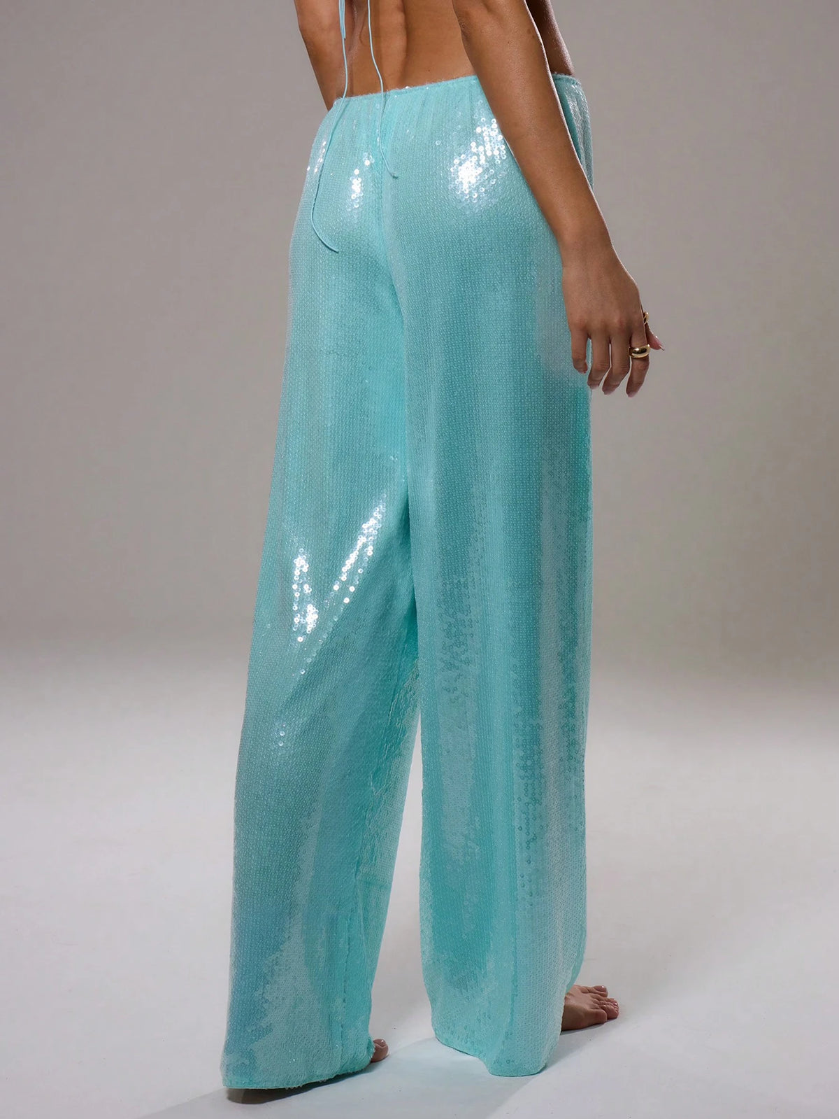 MUSERA Sequin Low Rise Trousers Vacation Summer Ibiza Fits Elegant Beachwear Boho Casual Rave Festival Party Sparkly Pants Spring Holiday Carnival