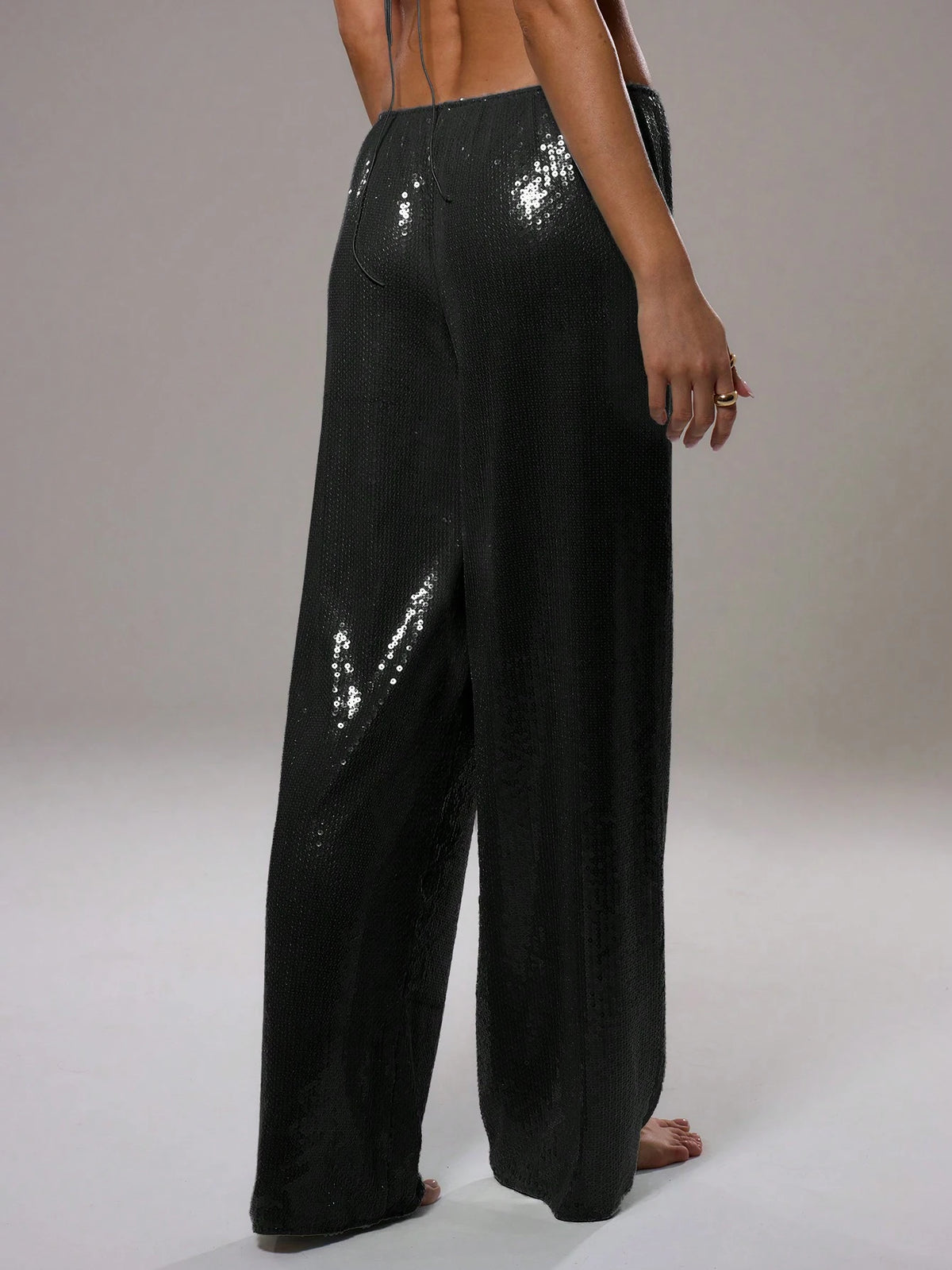 MUSERA Sequin Low Rise Trousers Vacation Summer Ibiza Fits Elegant Beachwear Boho Casual Rave Festival Party Sparkly Pants Spring Holiday Carnival