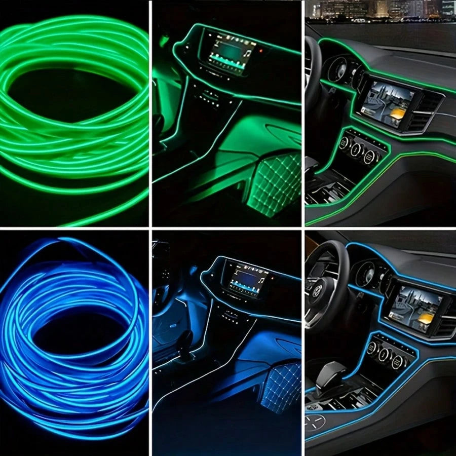 Music Sync Car LED Interior Light 1-In-1 RGB Fiber Optic Strip, 5V USB Plug & Play, Dream Color Atmosphere Lighting For Car Truck SUV Cockpit, Cool Auto Accessories Unique Gift