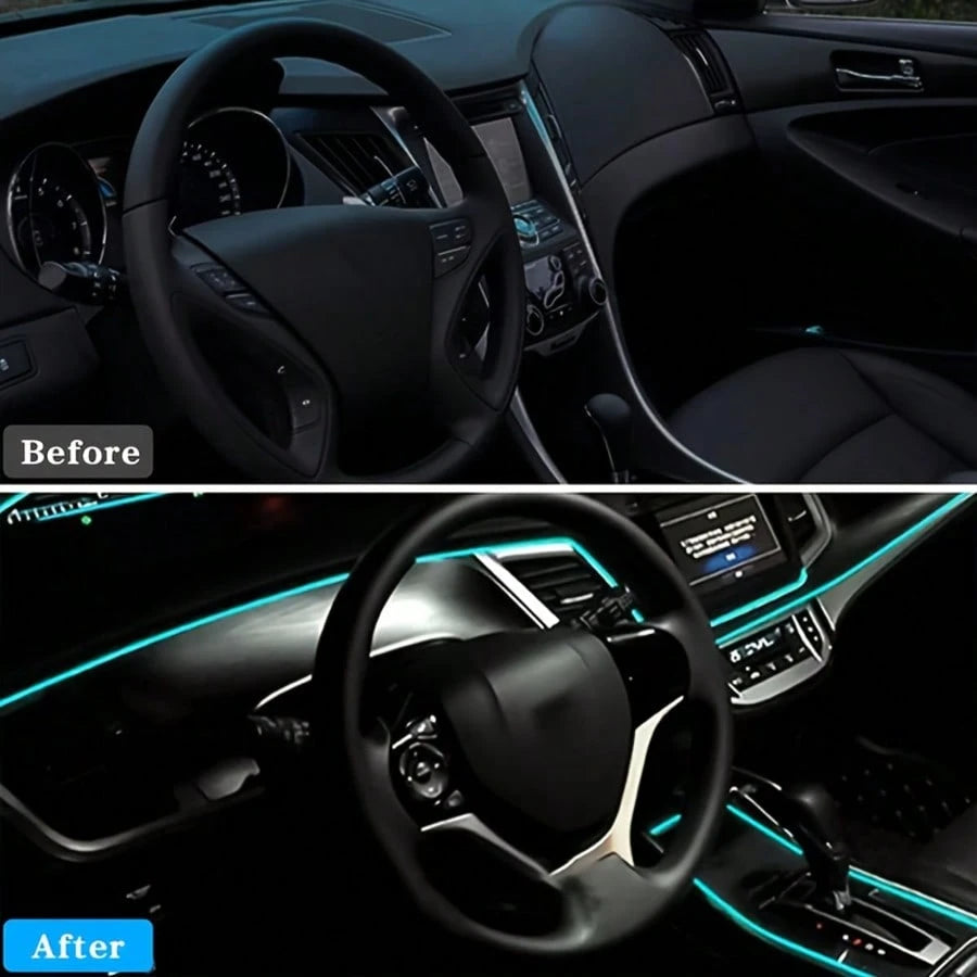 Music Sync Car LED Interior Light 1-In-1 RGB Fiber Optic Strip, 5V USB Plug & Play, Dream Color Atmosphere Lighting For Car Truck SUV Cockpit, Cool Auto Accessories Unique Gift