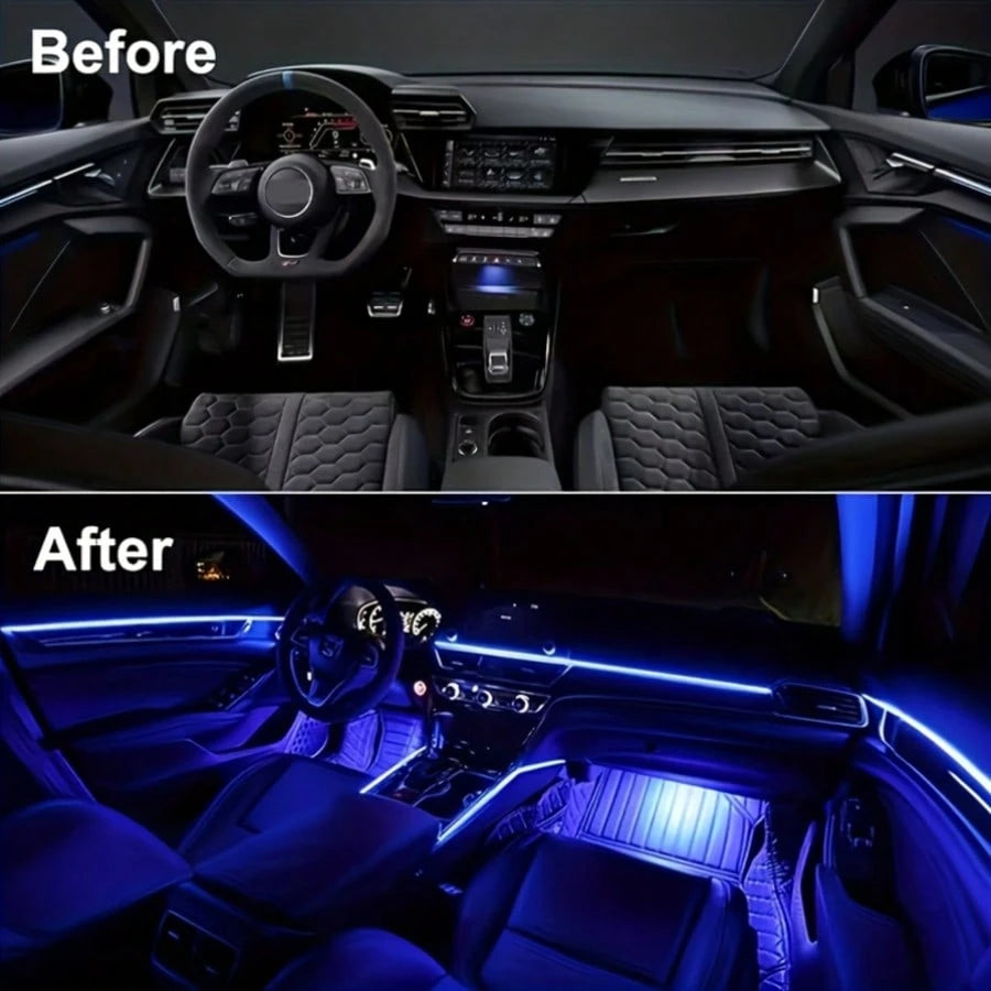 Music Sync Car LED Interior Light 1-In-1 RGB Fiber Optic Strip, 5V USB Plug & Play, Dream Color Atmosphere Lighting For Car Truck SUV Cockpit, Cool Auto Accessories Unique Gift