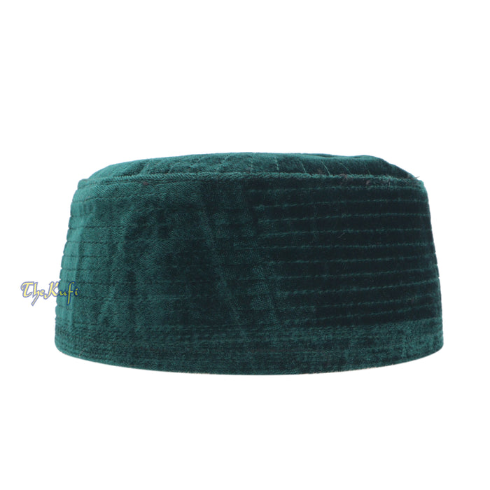 Muslim Prayer Bani Hasyim Dark Green Velveteen Kufi Hat