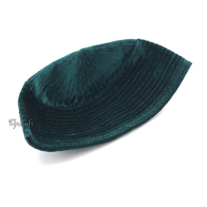 Muslim Prayer Bani Hasyim Dark Green Velveteen Kufi Hat