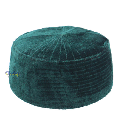 Muslim Prayer Bani Hasyim Dark Green Velveteen Kufi Hat