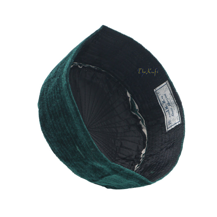 Muslim Prayer Bani Hasyim Dark Green Velveteen Kufi Hat