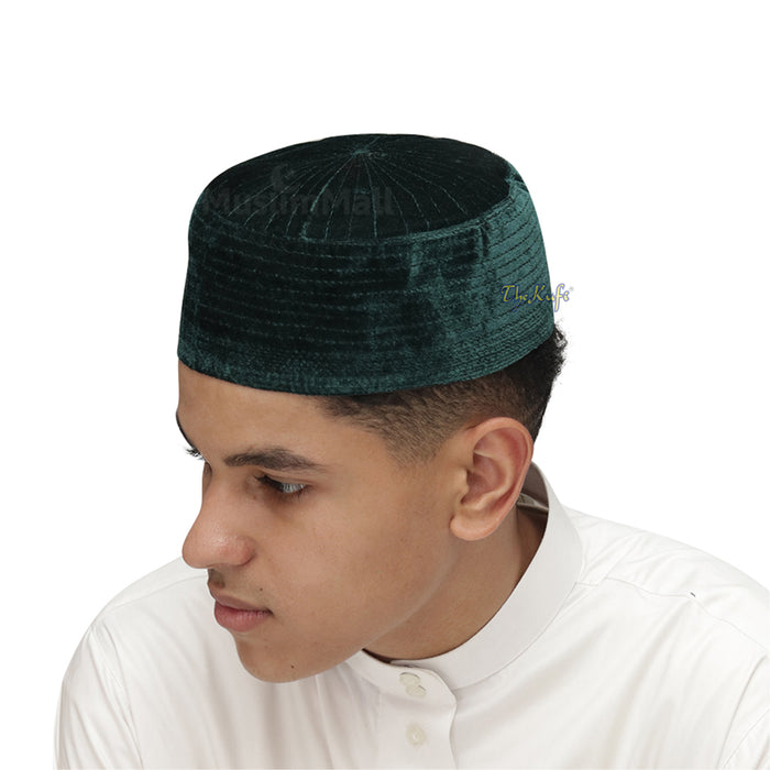 Muslim Prayer Bani Hasyim Dark Green Velveteen Kufi Hat