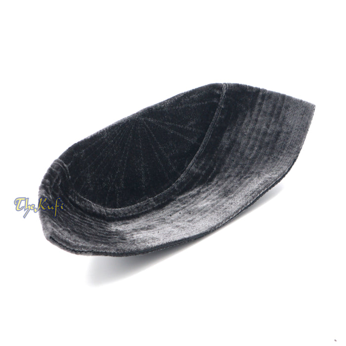 Muslim Prayer Bani Hasyim Gray Velveteen Kufi Hat