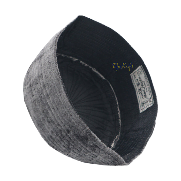 Muslim Prayer Bani Hasyim Gray Velveteen Kufi Hat