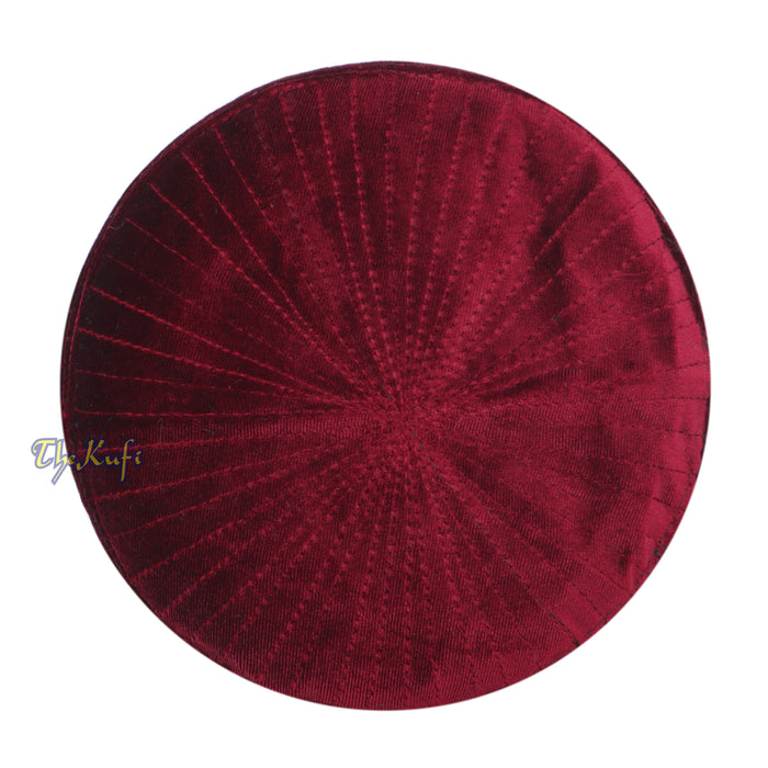 Muslim Prayer Bani Hasyim Maroon Velveteen Kufi Hat